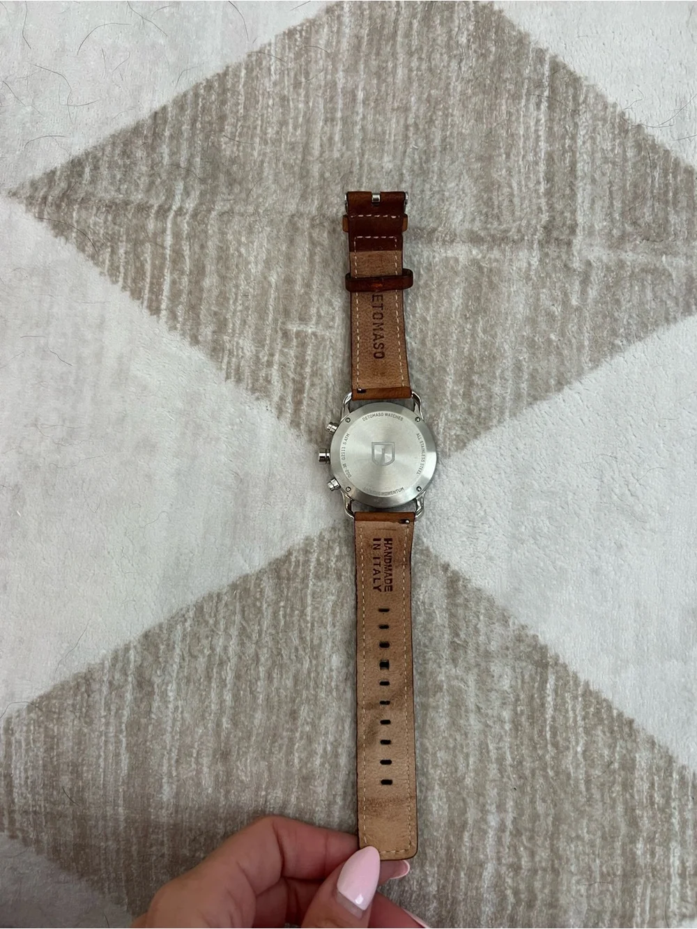 Detomaso Yellow Dial Chronograph Watch with Brown Leather Strap